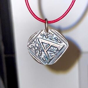 Sterling Silver Wax Stamp Charm Letter A Pendant Vintage Necklace by Yogini 8.5”